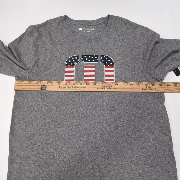 Travis Mathew Star Bright T-Shirt Mens M Heather Gray Pima Cotton Flag NEW NWT - Picture 8 of 11